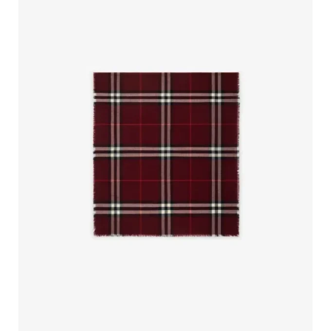 Wide Check Wool Scarf