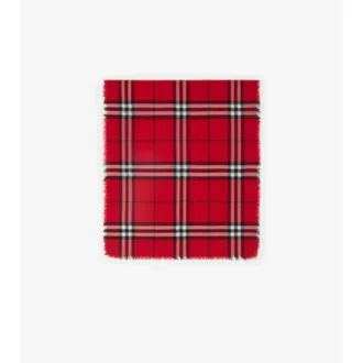 Wide Check Wool Scarf