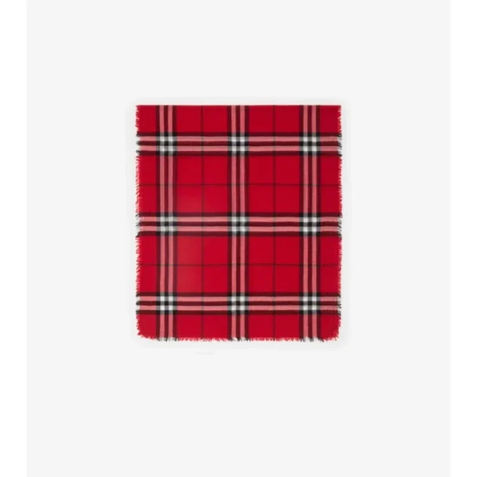 Wide Check Wool Scarf