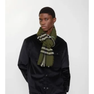 Wide Check Wool Scarf