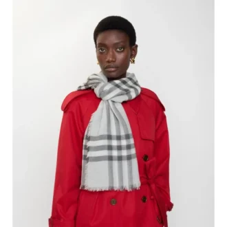 Wide Check Wool Scarf