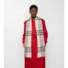 Wide Check Wool Scarf