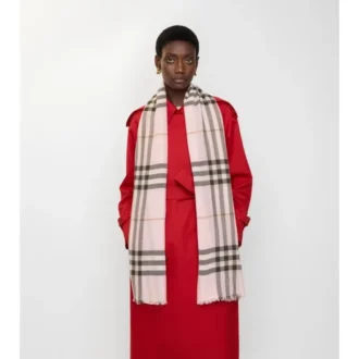 Wide Check Wool Scarf