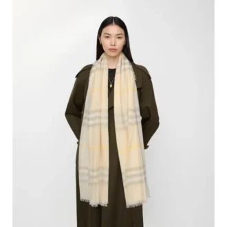 Wide Check Wool Scarf