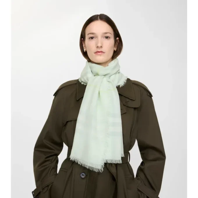 Wide Check Wool Scarf