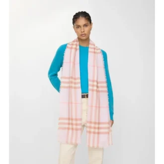 Wide Check Wool Scarf