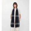 Wide Check Wool Scarf