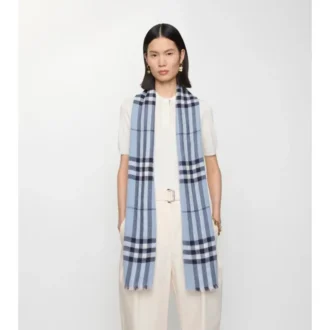 Wide Check Wool Scarf