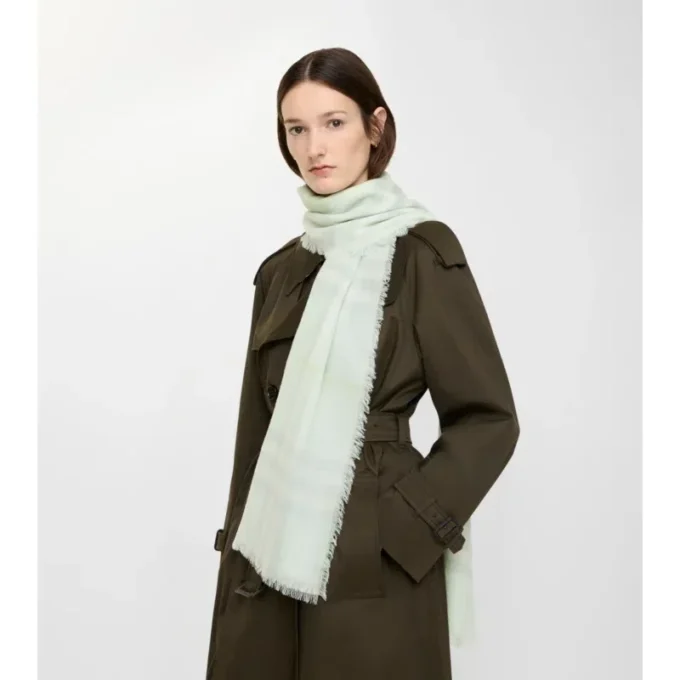 Wide Check Wool Scarf