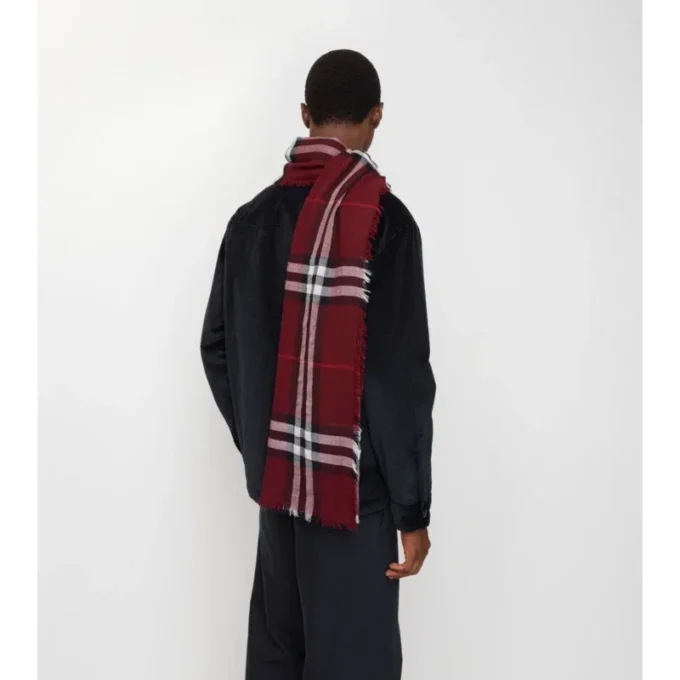 Wide Check Wool Scarf