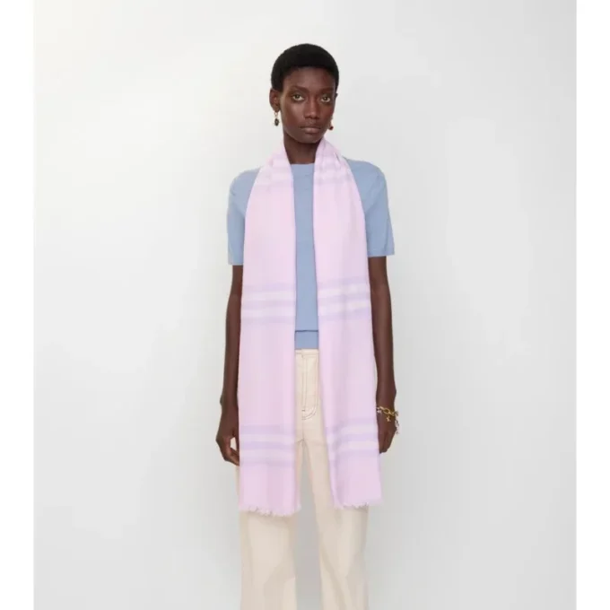 Wide Check Wool Scarf
