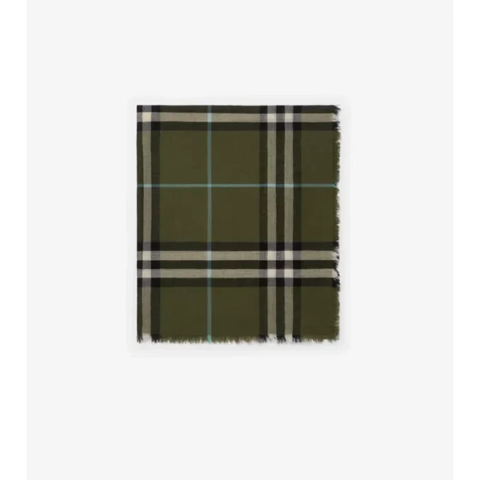 Wide Check Wool Scarf