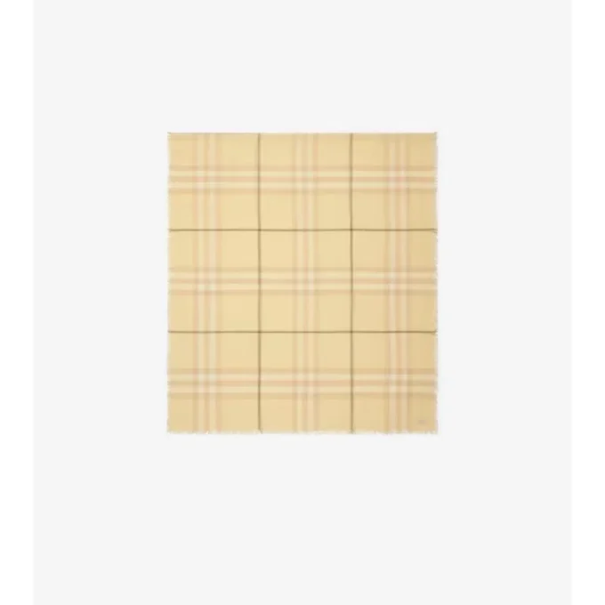 Wide Check Wool Scarf