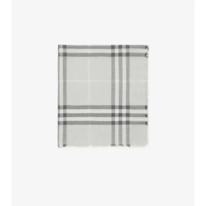 Wide Check Wool Scarf