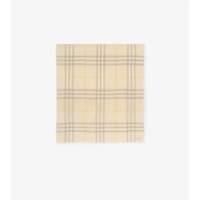 Wide Check Wool Scarf