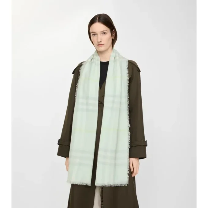 Wide Check Wool Scarf