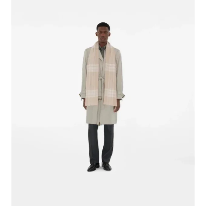 Wide Check Wool Scarf