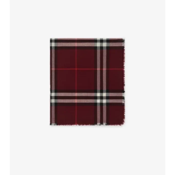 Wide Check Wool Scarf