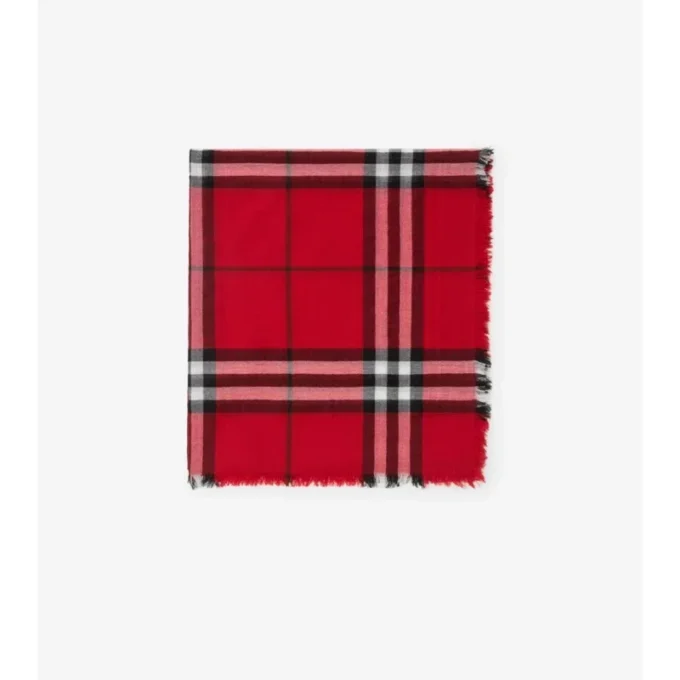 Wide Check Wool Scarf