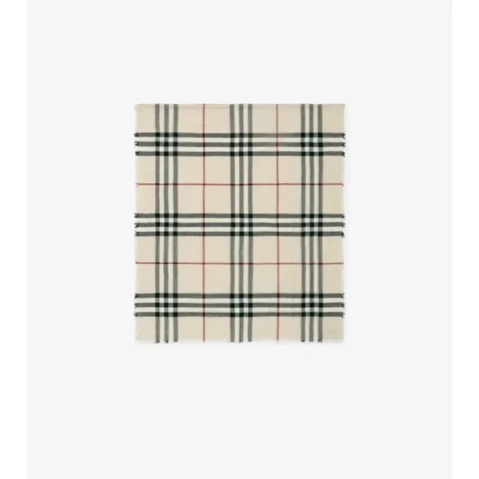 Wide Check Wool Scarf