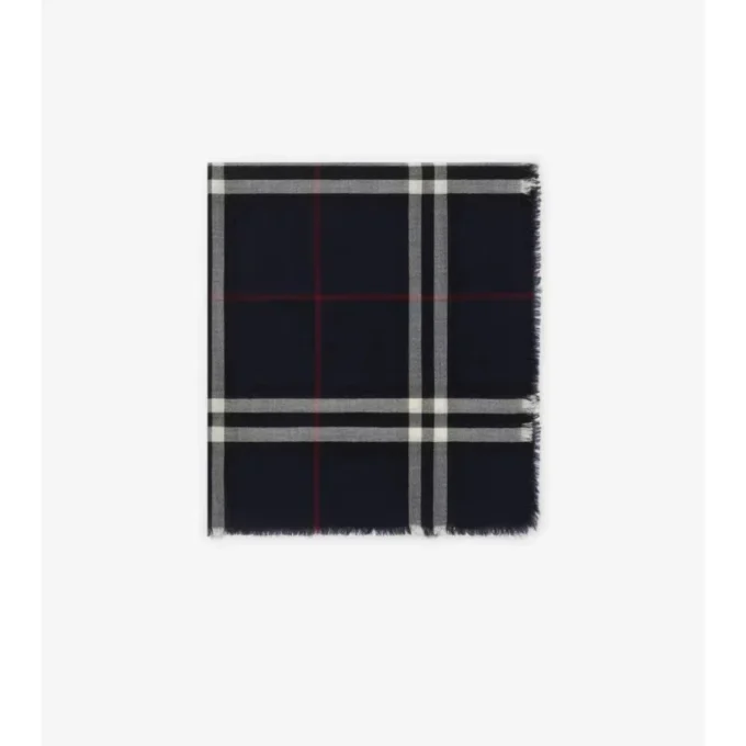 Wide Check Wool Scarf