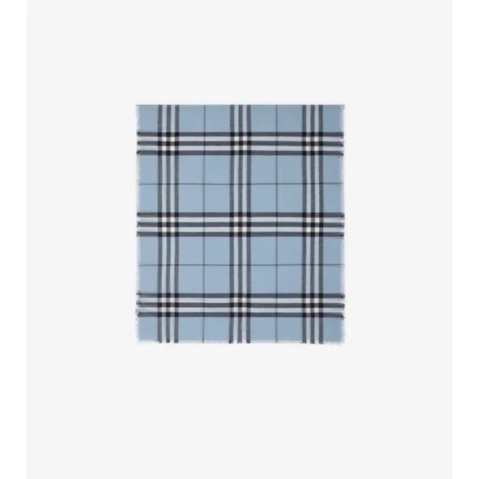 Wide Check Wool Scarf