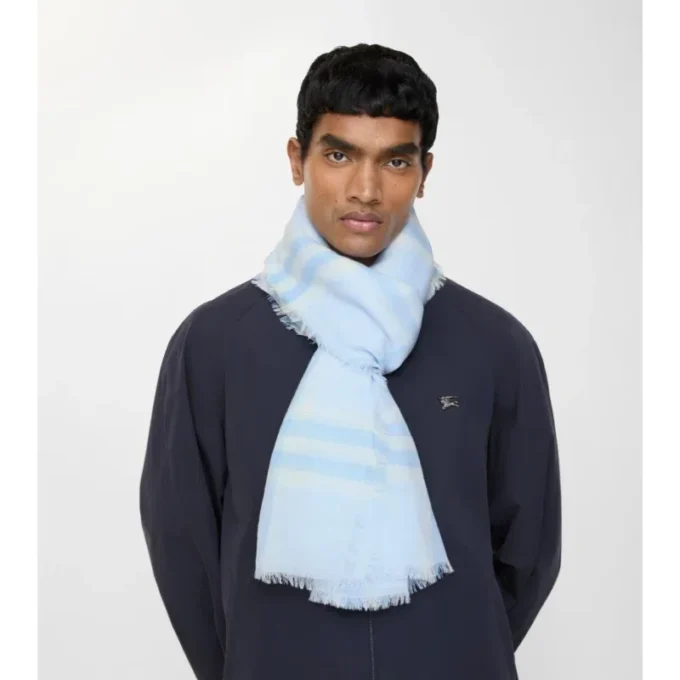 Wide Check Wool Scarf