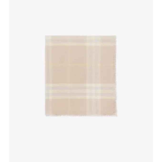 Wide Check Wool Scarf