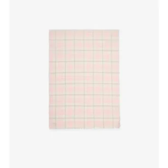 Wide Check Wool Silk Blend Scarf