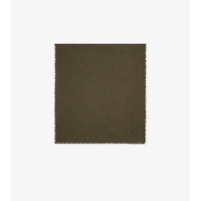 Wide Check Wool Silk Scarf