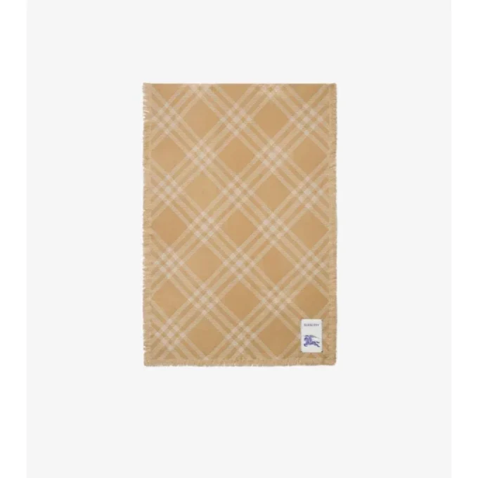 Wide Check Wool Silk Scarf