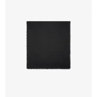 Wide Check Wool Silk Scarf