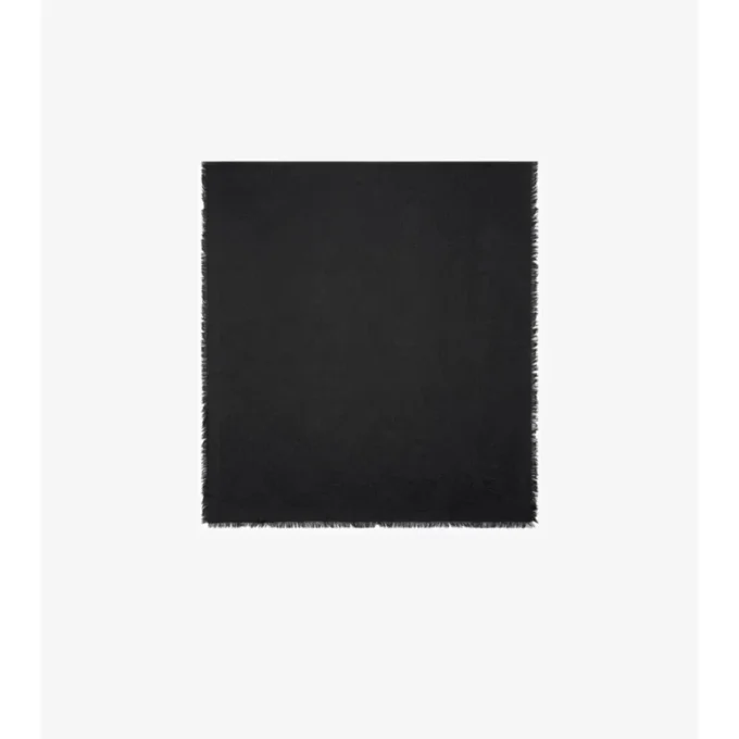 Wide Check Wool Silk Scarf