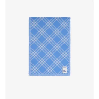 Wide Check Wool Silk Scarf