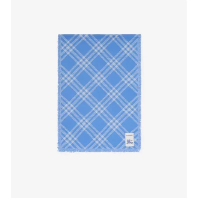 Wide Check Wool Silk Scarf