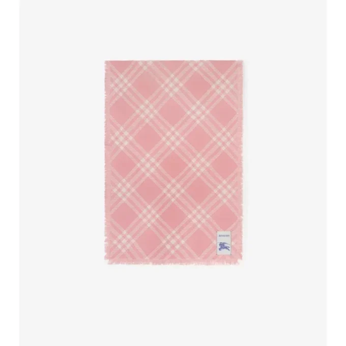 Wide Check Wool Silk Scarf