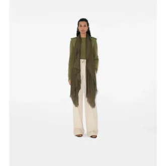 Wide Check Wool Silk Scarf
