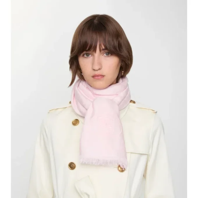 Wide Check Wool Silk Scarf