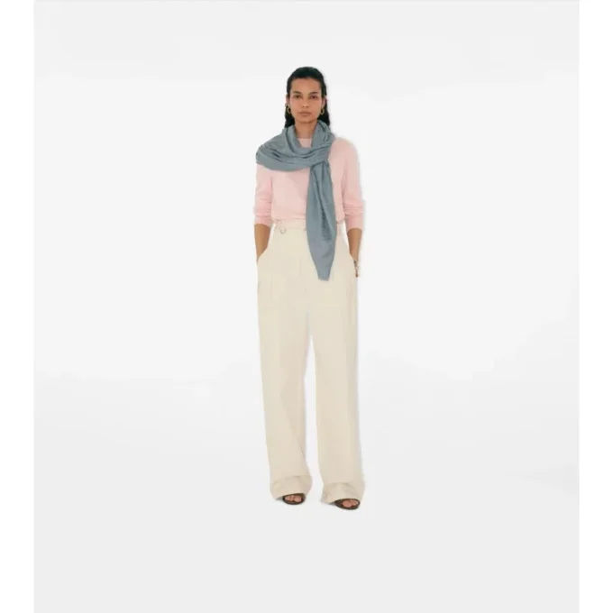 Wide Check Wool Silk Scarf