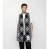Wide Check Wool Silk Scarf