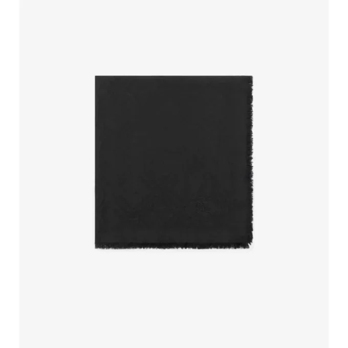 Wide Check Wool Silk Scarf