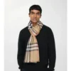 Wide Check Wool Silk Scarf