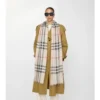 Wide Check Wool Silk Scarf