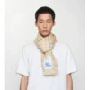 Wide Check Wool Silk Scarf