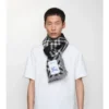 Wide Check Wool Silk Scarf