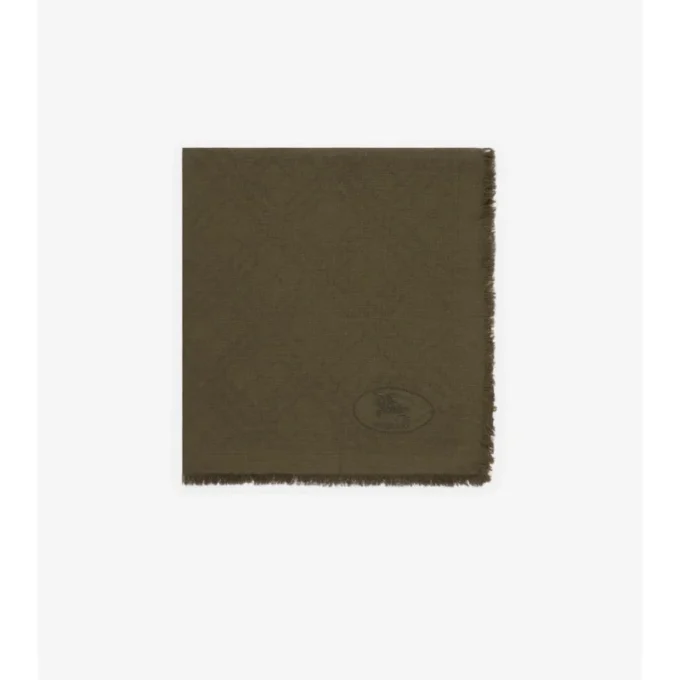 Wide Check Wool Silk Scarf