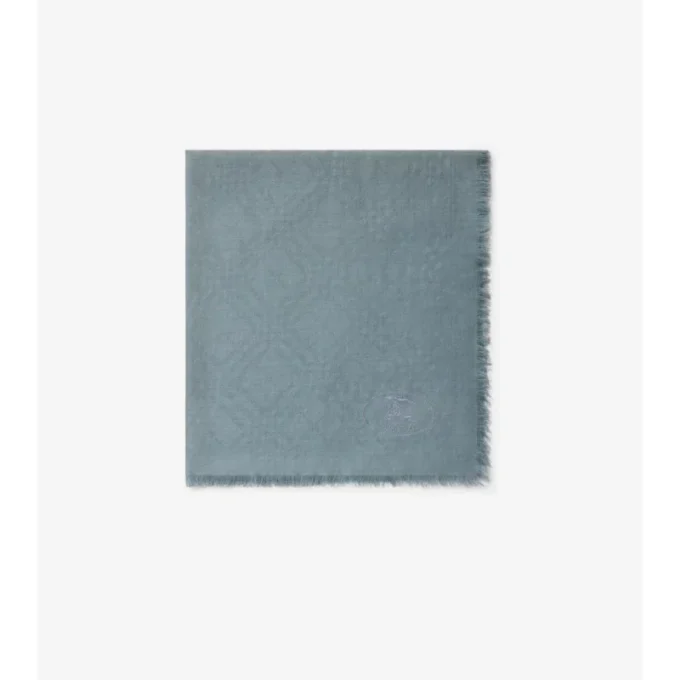 Wide Check Wool Silk Scarf