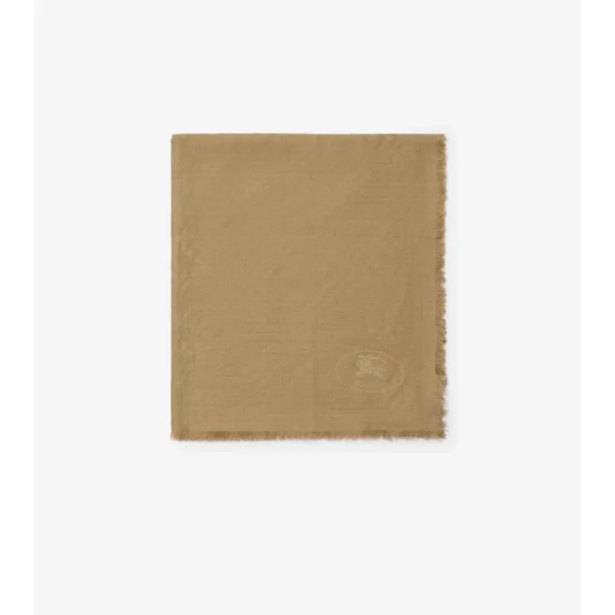 Wide Check Wool Silk Scarf
