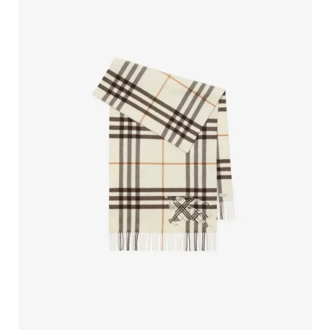 Wide Cross Stitch Ekd Check Cashmere Scarf