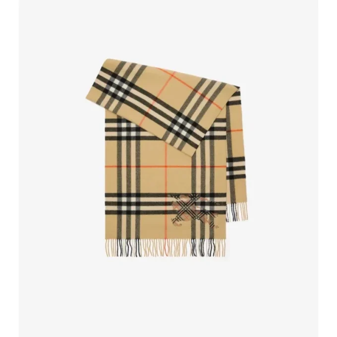 Wide Cross Stitch Ekd Check Cashmere Scarf